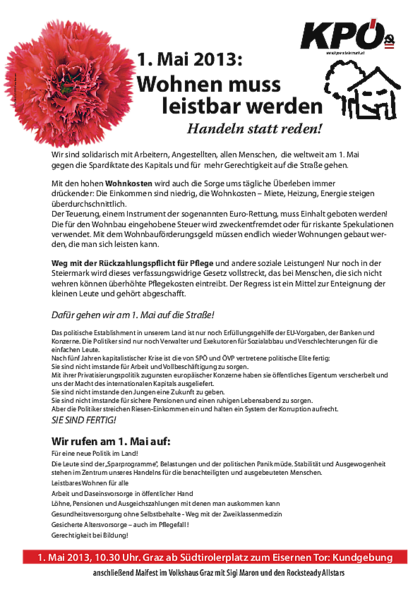 Herunterladen: aufruf 1 mai der kpö 2013a.pdf Dateivorschau: aufruf 1 mai der kpö 2013a.pdf